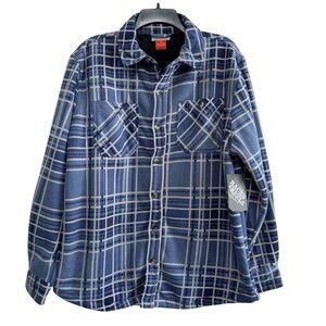 Racks & Reels Blue Plaid Fleece Lined Flannel Shacket Men’s Medium